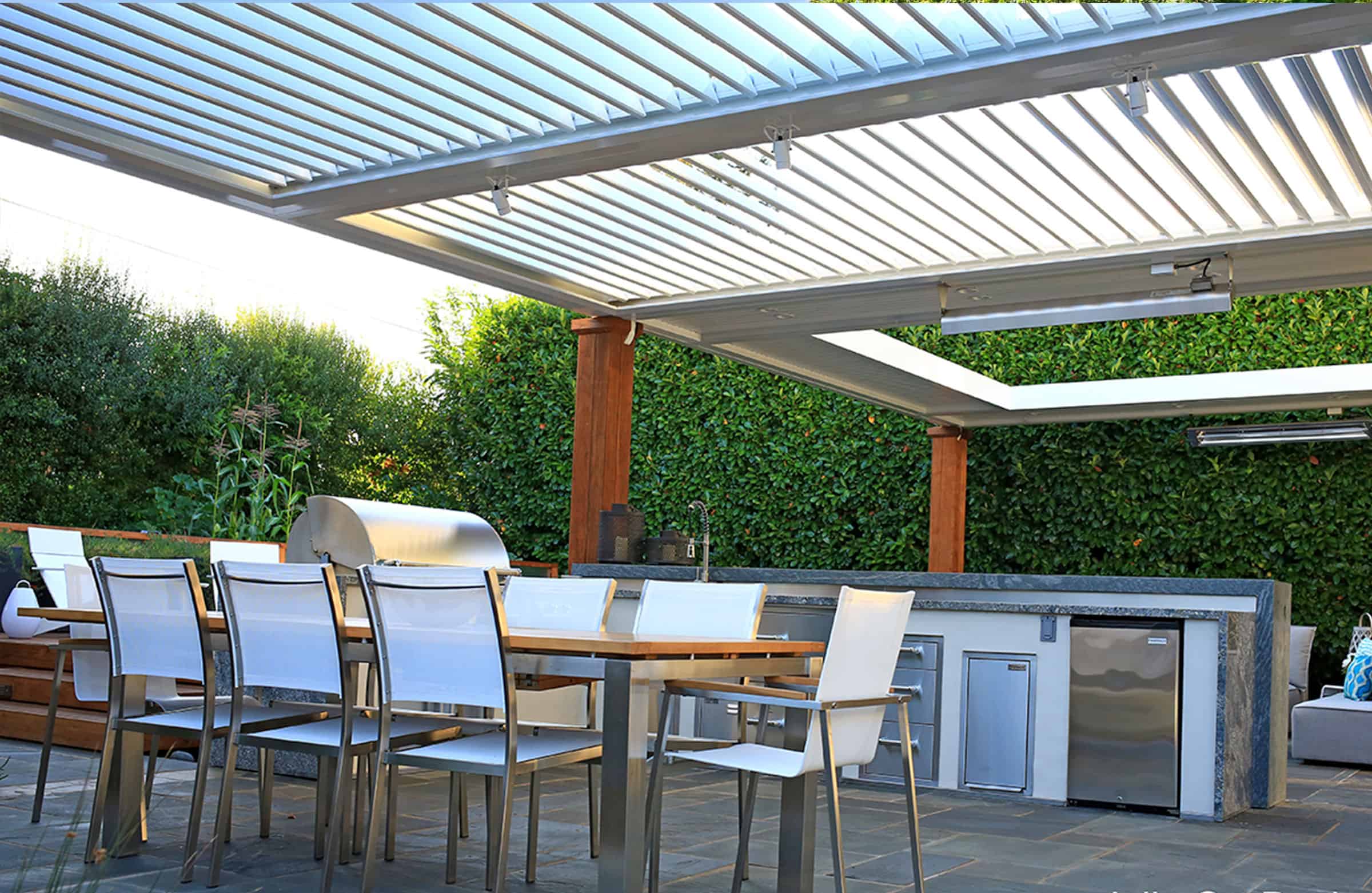 Pergolas by Julie - Louvered Pergola with Outdoor Kitchen